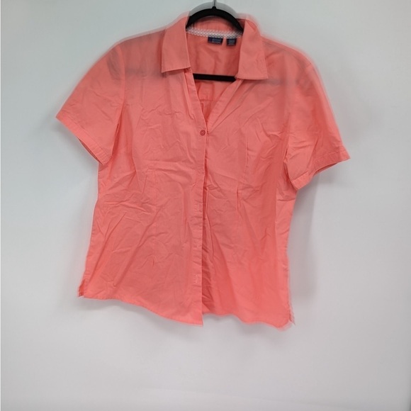 Basic Edition women’s button up top Orange‎ size  large - Picture 2 of 9